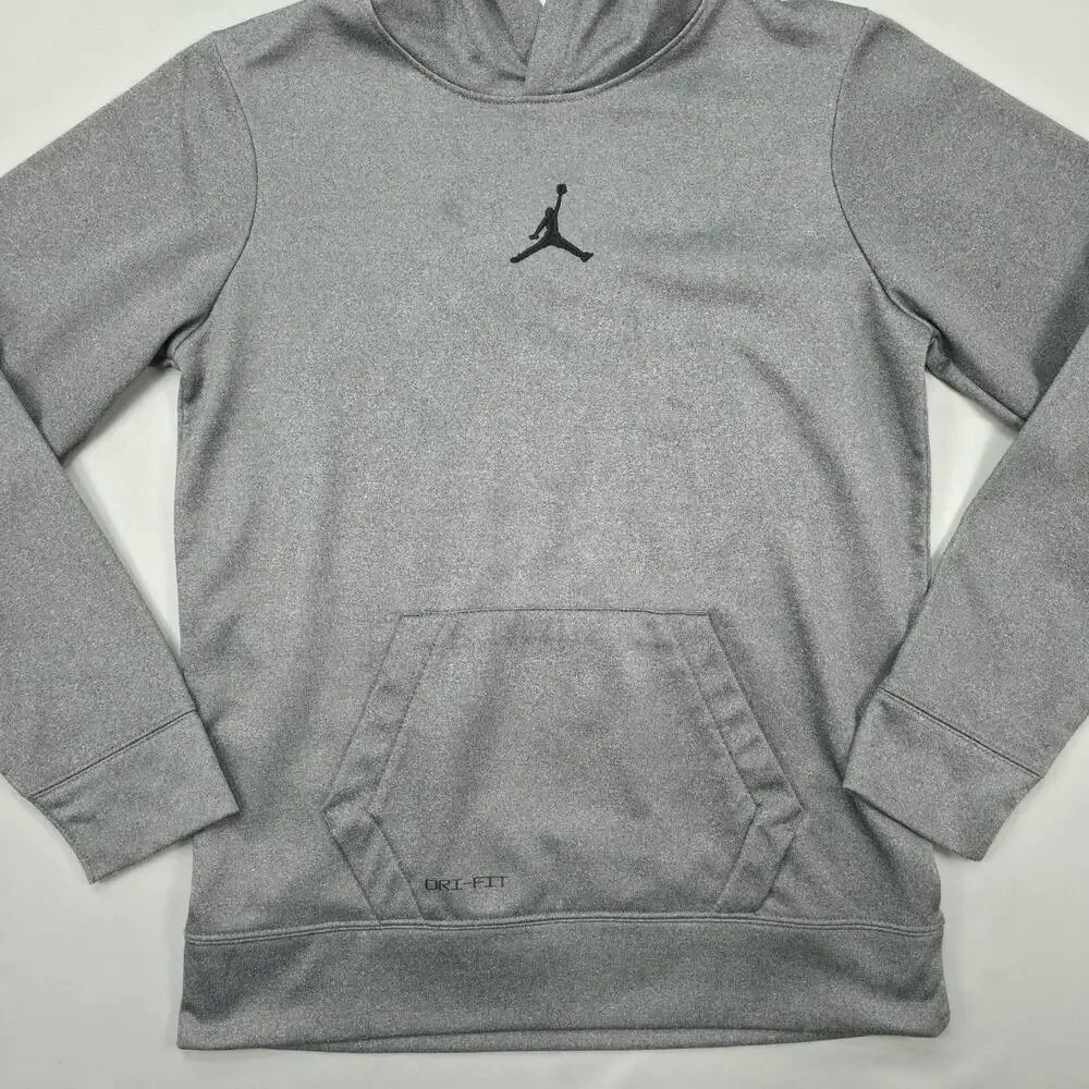 Jordan Jumpman Hoodie Youth XL Gray Dri Fit Athletic Pullover Sweatshirt